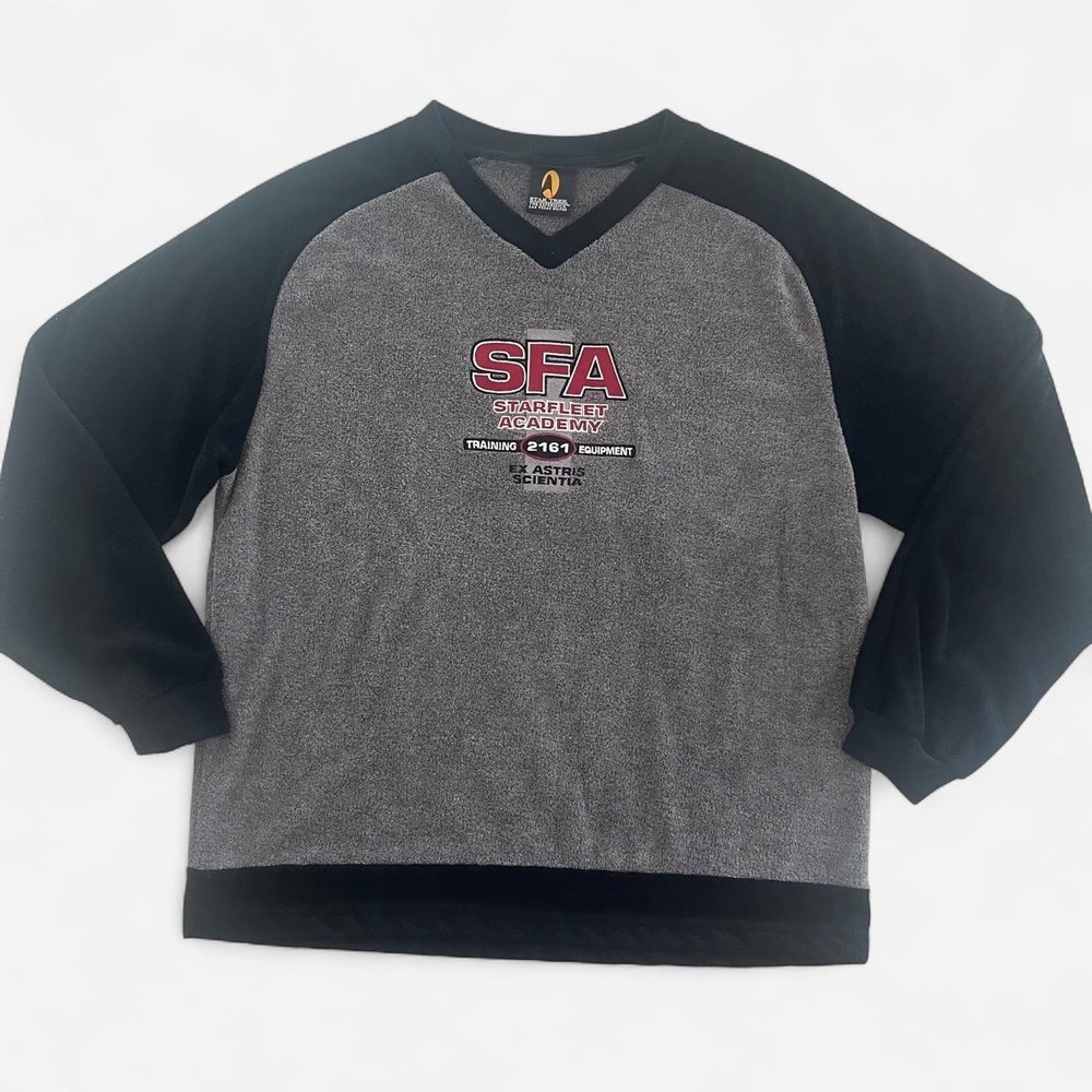 Vintage 1997 Star Trek Starfleet Academy Sweatshirt Gray Black Terry USA Large